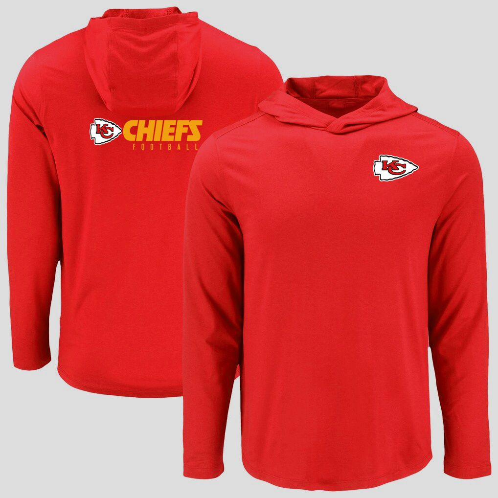 Men 2026 NFL Kansas City Chiefs Hooded long sleeved T-shirt red 05